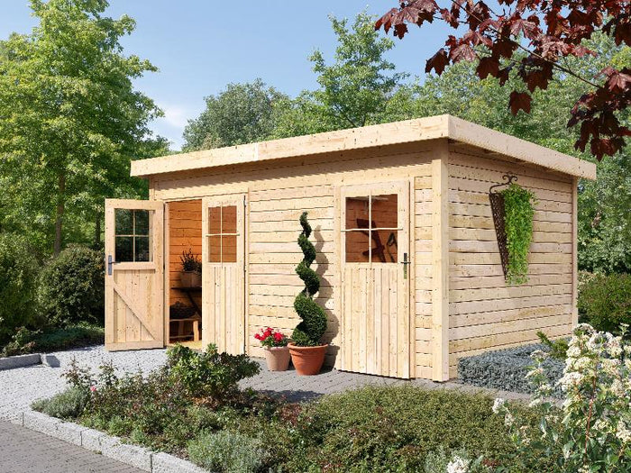 Karibu Gartenhaus Mattrup 2 raum Haus natur 28 mm