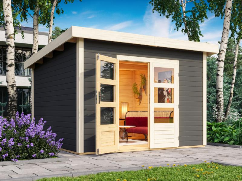 Karibu Gartenhaus Northeim 3 in terragrau 38 mm