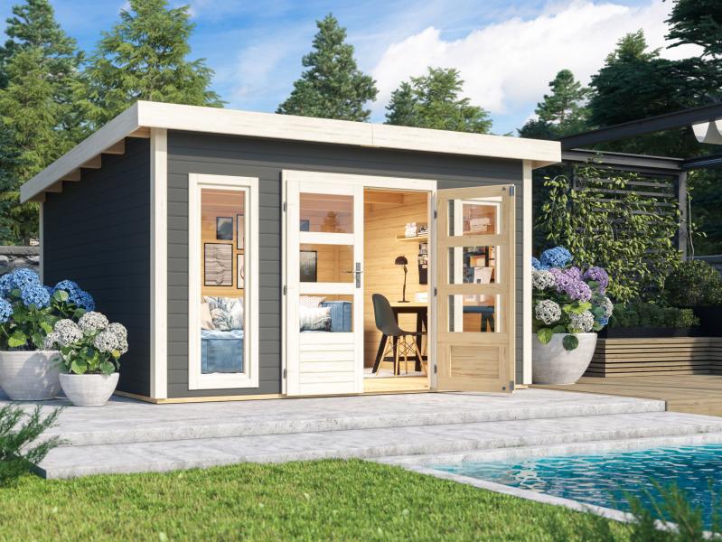 Karibu Gartenhaus Northeim 5 terragrau 38 mm