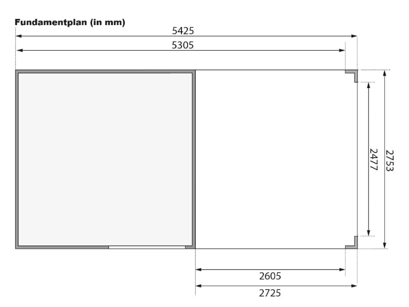 Karibu Gartenhaus Qubic 2 terragrau inkl. 2,70 m Anbaudach