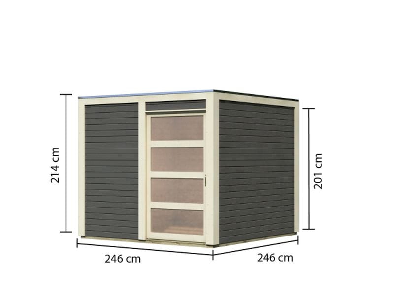 Karibu Gartenhaus Qubic in terragrau