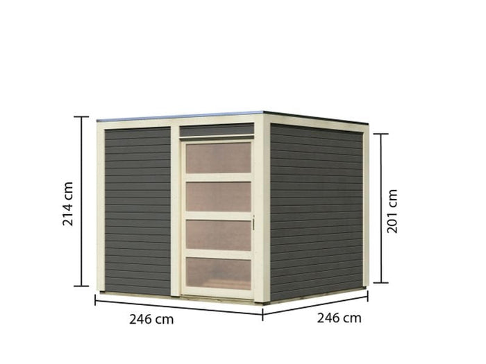 Karibu Gartenhaus Qubic in terragrau