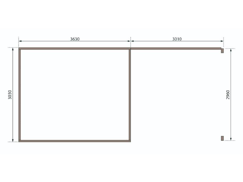 Karibu Gartenhaus Radeburg 2 natur 38 mm mit Anbaudach 3,3 m und Rückwand