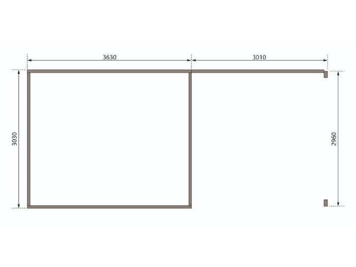 Karibu Gartenhaus Radeburg 2 natur 38 mm mit Anbaudach 3,3 m und Rückwand