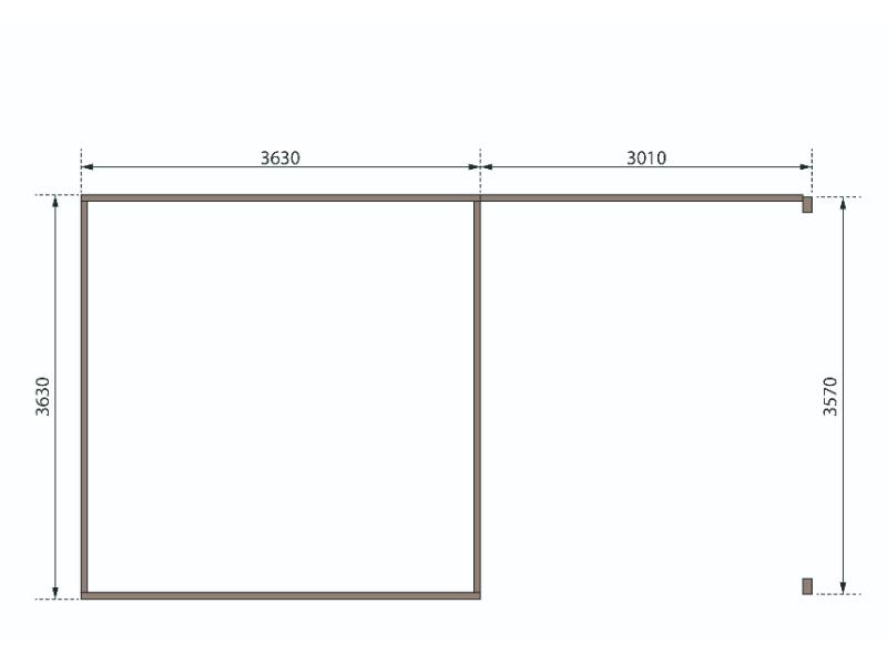 Karibu Gartenhaus Radeburg 3 natur mit Anbaudach 3,3 m und Rückwand