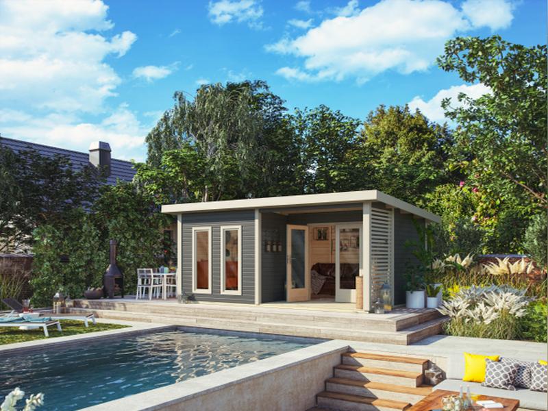 Karibu Gartenhaus Radeburg 5 terragrau inkl. Terrasse