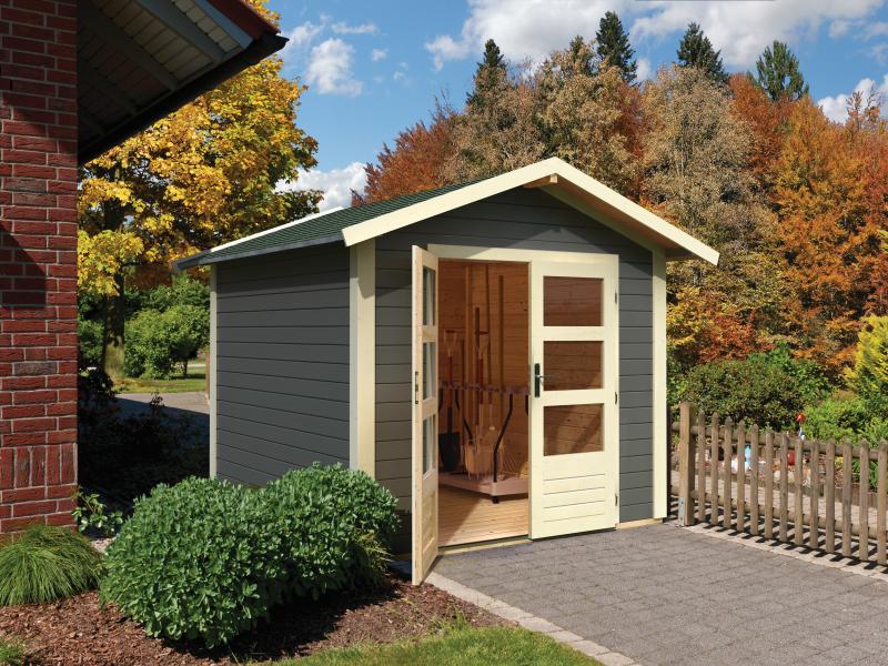 Karibu Gartenhaus Ravenna 1 terragrau, inkl. Fußboden
