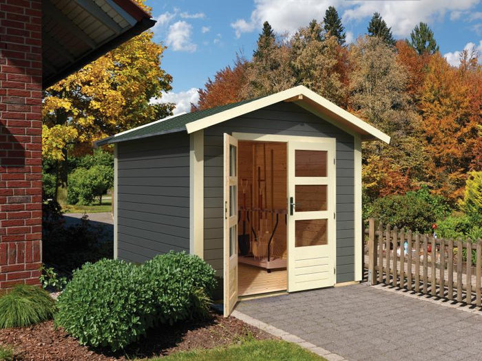 Karibu Gartenhaus Ravenna 1 terragrau, inkl. Fußboden