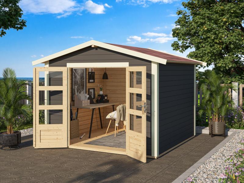 Karibu Gartenhaus Ravenna 2, terragrau, inkl. Fußboden