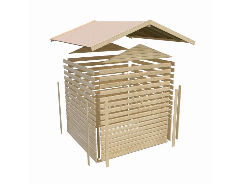 Karibu Gartenhaus Ravenna 2, terragrau, inkl. Fußboden und Dachschindeln (schwarz)