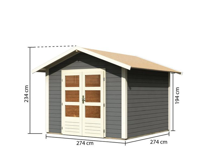Karibu Gartenhaus Ravenna 2, terragrau