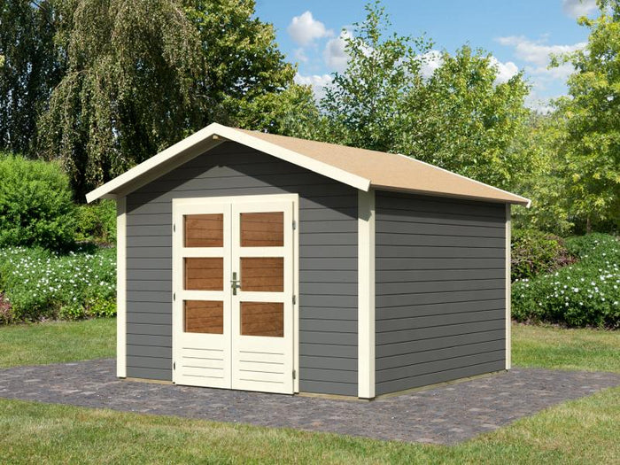 Karibu Gartenhaus Ravenna 3 terragrau, inkl. Fußboden