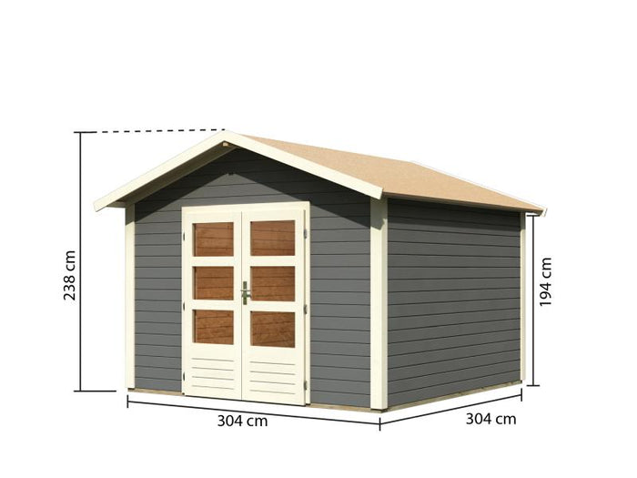 Karibu Gartenhaus Ravenna 3 terragrau, inkl. Fußboden