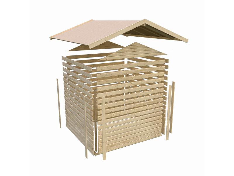 Karibu Gartenhaus Ravenna 3 terragrau, inkl. Fußboden