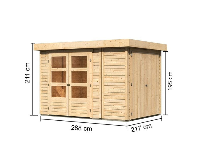 Karibu Gartenhaus Retola 2 inkl. Anbauschrank