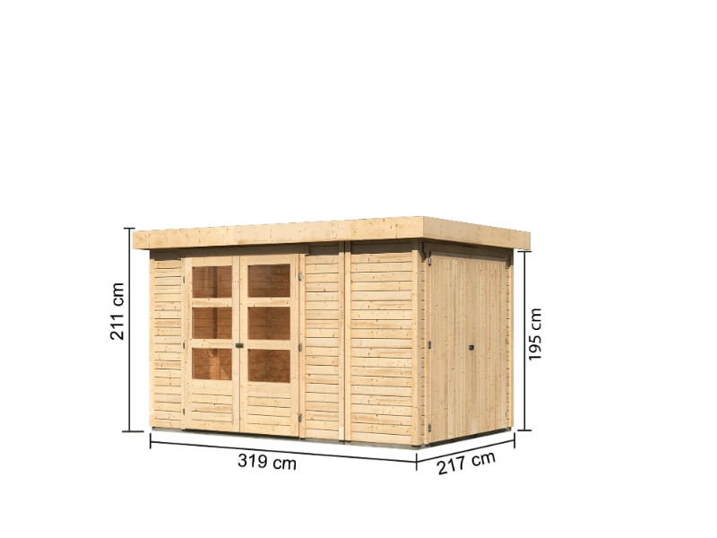 Karibu Gartenhaus Retola 3 inkl. Anbauschrank