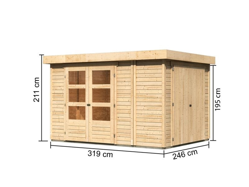 Karibu Gartenhaus Retola 4 inkl. Anbauschrank