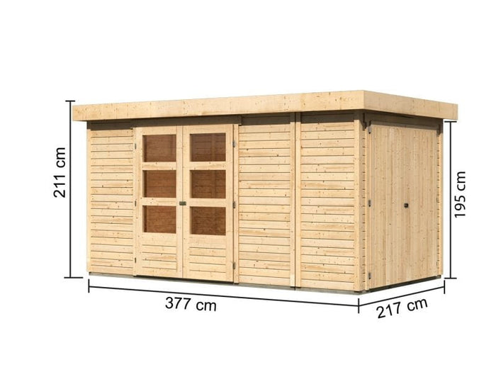 Karibu Gartenhaus Retola 5 inkl. Anbauschrank