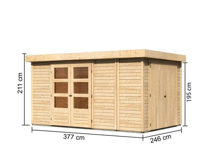 Karibu Gartenhaus Retola 6 inkl. Anbauschrank