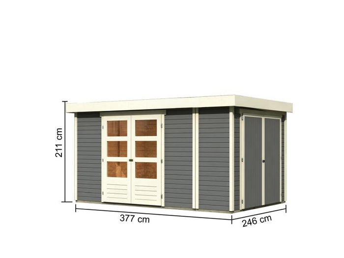 Karibu Gartenhaus Retola 6 inkl. Anbauschrank, terragrau