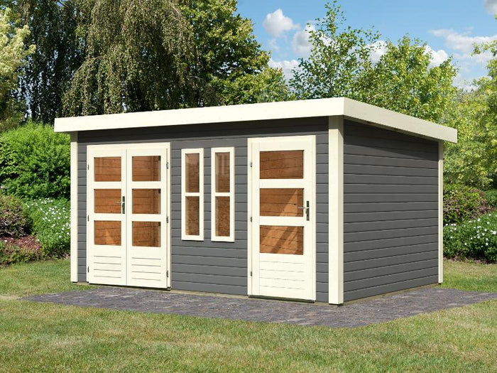 Karibu Gartenhaus Schönbuch 2 in terragrau 38 mm 2-Raum-Haus