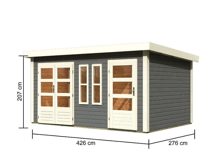 Karibu Gartenhaus Schönbuch 2 in terragrau 38 mm 2-Raum-Haus