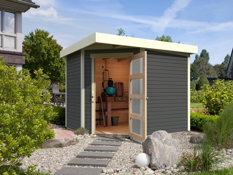 Karibu Gartenhaus Schwandorf 5 terragrau 19 mm