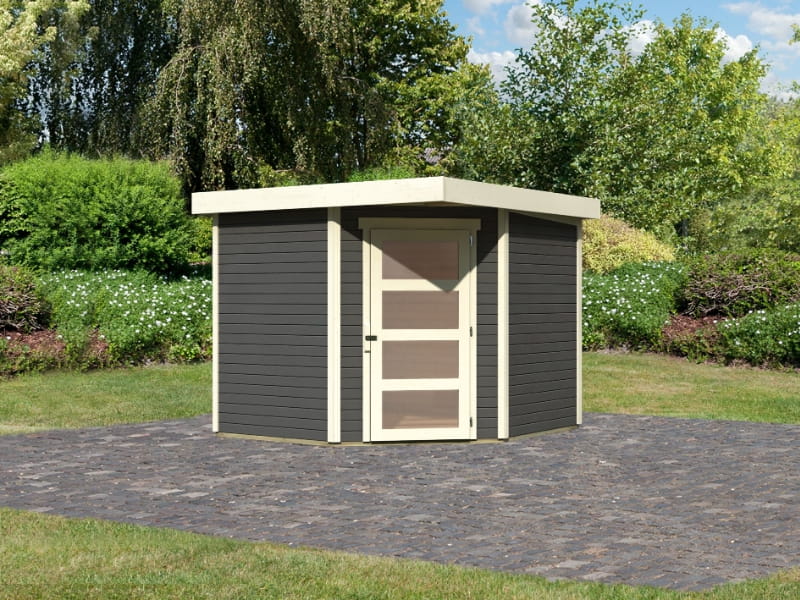Karibu Gartenhaus Schwandorf 5 terragrau 19 mm