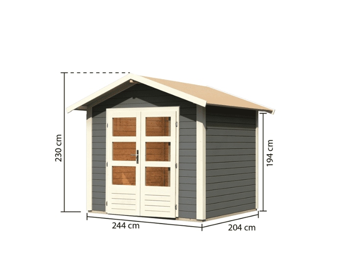 Karibu Gartenhaus Talkau 3 in terragrau 28 mm