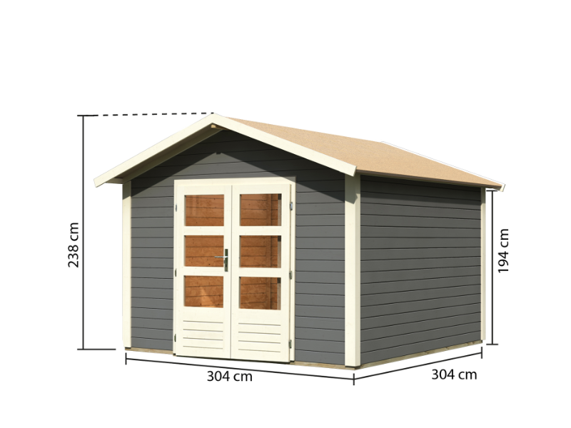 Karibu Gartenhaus Talkau 8 in terragrau 28 mm