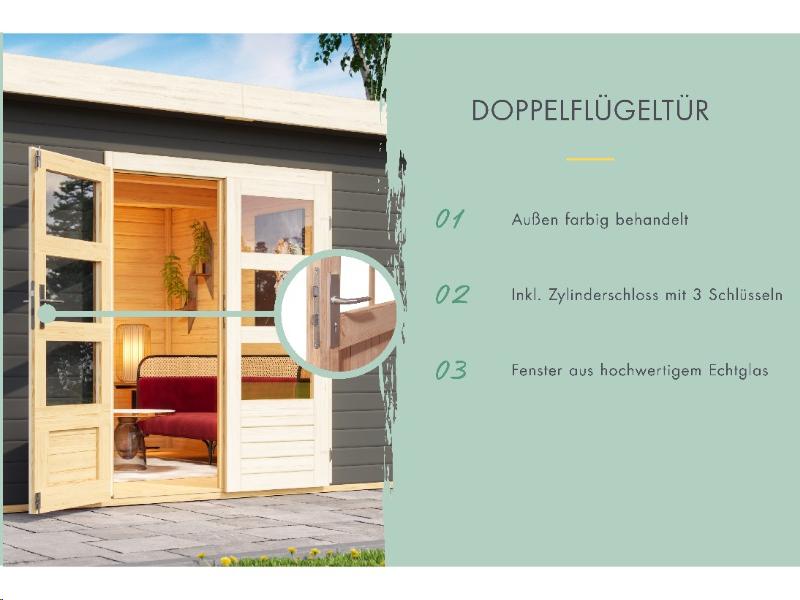 Karibu Gartenhaus Talkau 8 in terragrau 28 mm