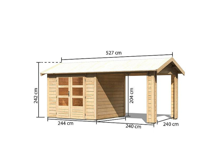 Karibu Gartenhaus Theres 3 natur- 1 Dachbausbauelement