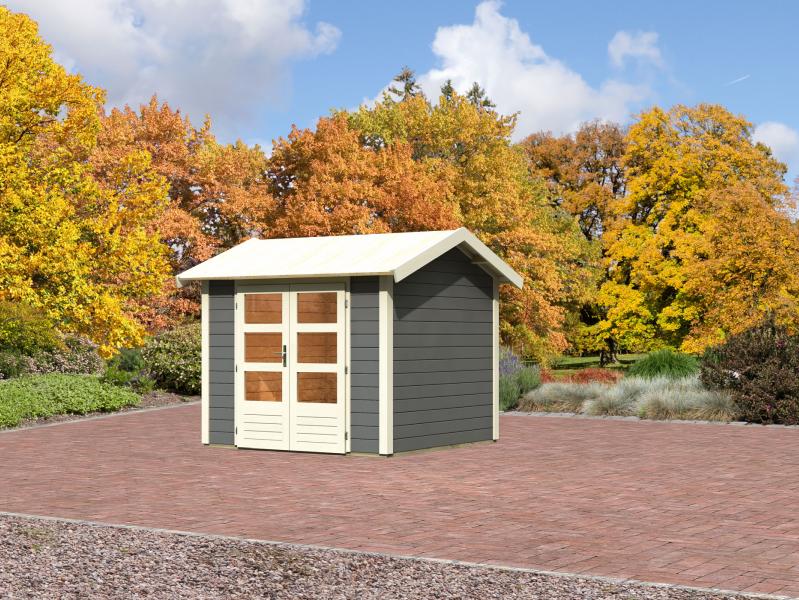 Karibu Gartenhaus Theres 3 terragrau 28 mm