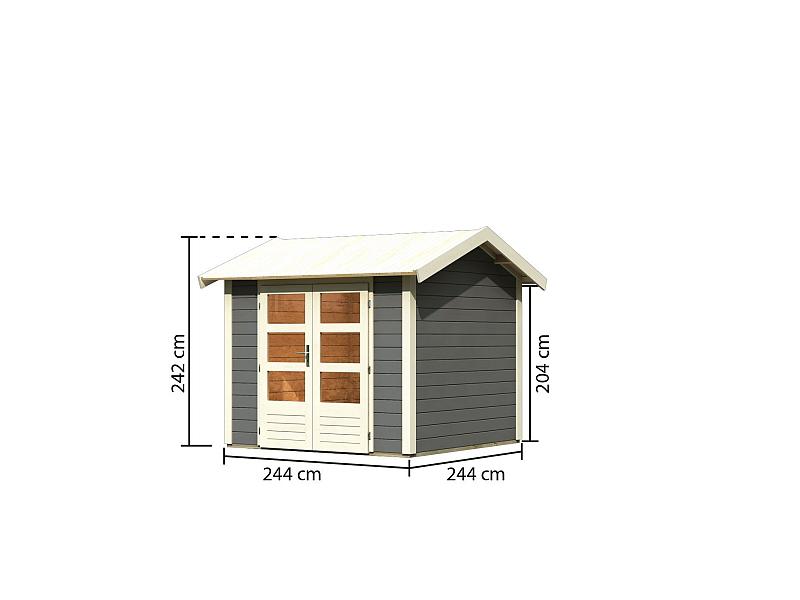 Karibu Gartenhaus Theres 3 terragrau 28 mm