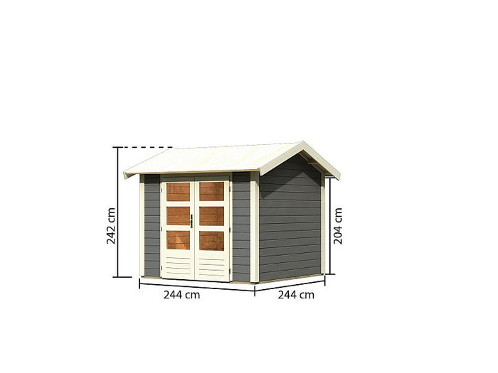 Karibu Gartenhaus Theres 3 terragrau 28 mm