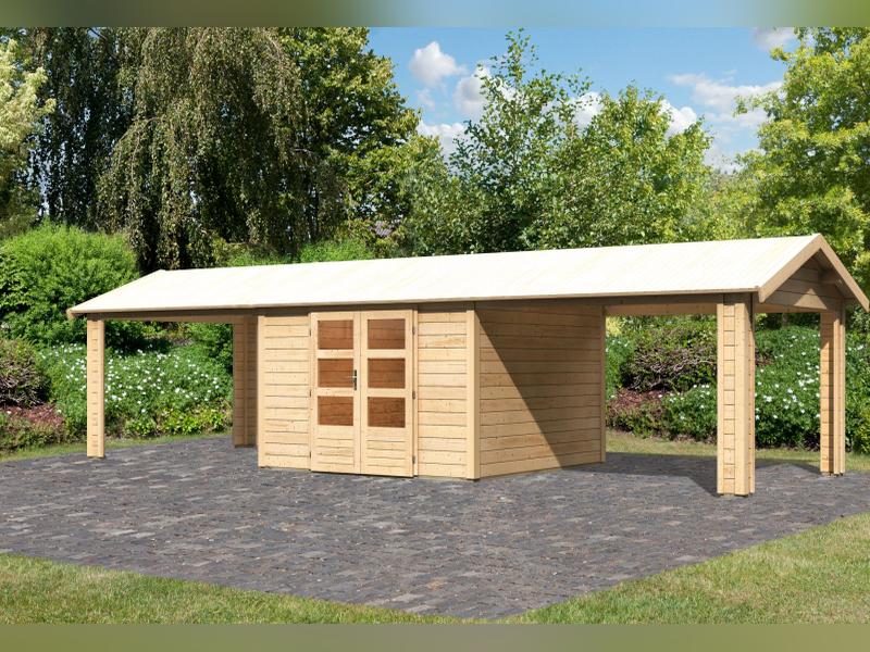 Karibu Gartenhaus Theres 7 natur- 2 Dachbausbauelemente