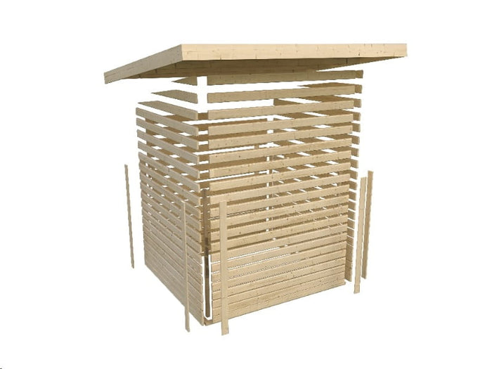 Karibu Gartenhaus Tintrup 2-Raum-Haus in terragrau 28 mm