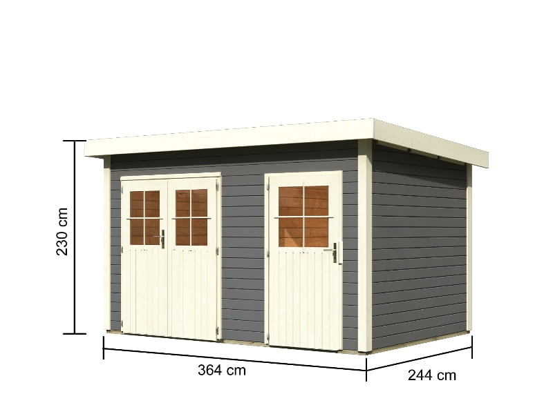 Karibu Gartenhaus Tintrup 2-Raum-Haus in terragrau 28 mm