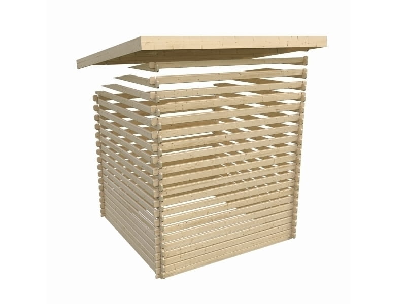 Karibu Gartenhaus Trittau 3 natur mit Anbaudach 4,4 m inkl. Rückwand