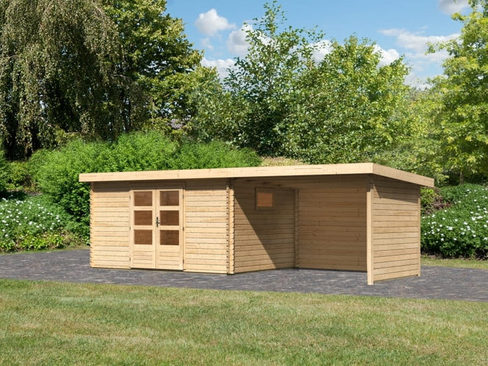 Karibu Gartenhaus Trittau 5 inkl. Anbaudach 3,3 m inkl. Rück- und Seitenwand