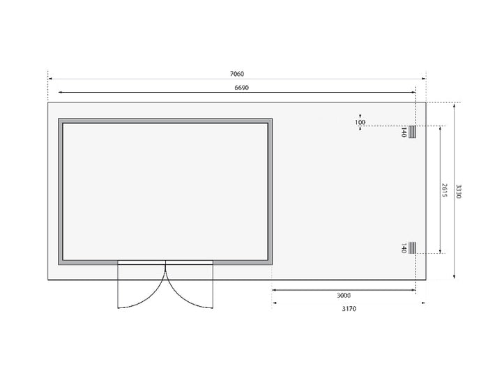 Karibu Gartenhaus Trittau 5 inkl. Anbaudach 3,3 m