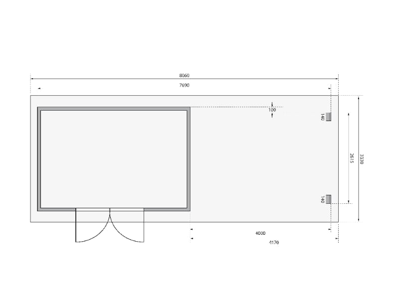 Karibu Gartenhaus Trittau 5 inkl. Anbaudach 4,4 m mit Rück- und Seitenwand