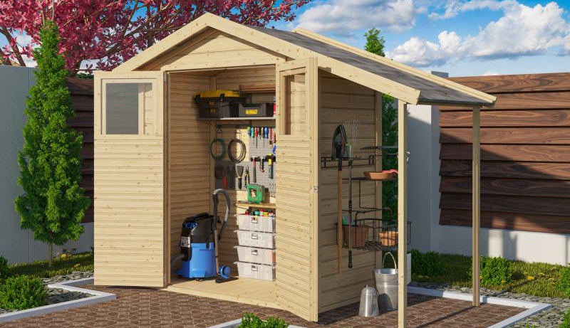 Karibu Gerätehaus Dana natur 14 mm