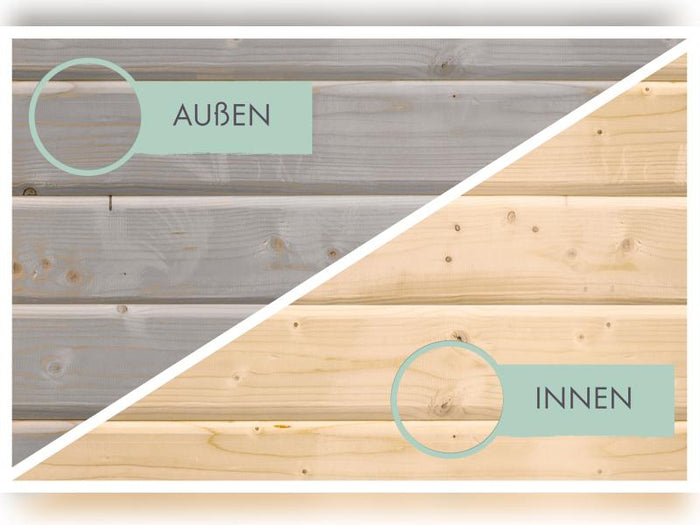 Karibu Gerätehaus Merseburg 3 SET mit Anbaudach, vorvergraut