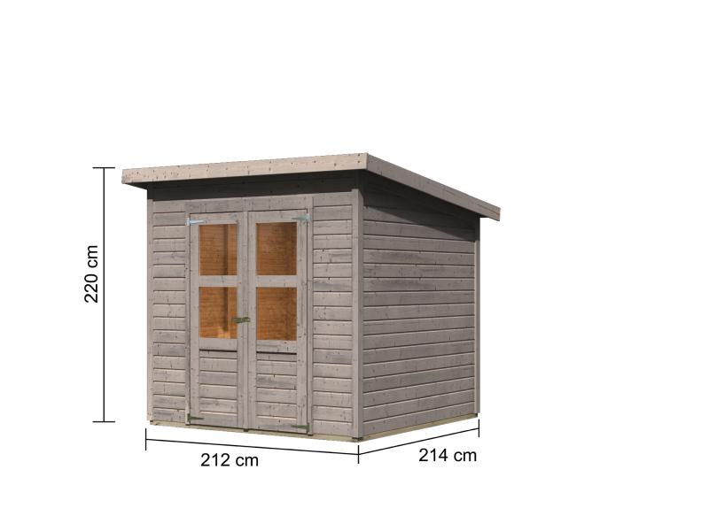 Karibu Gerätehaus Merseburg 4, vorvergraut, 14 mm