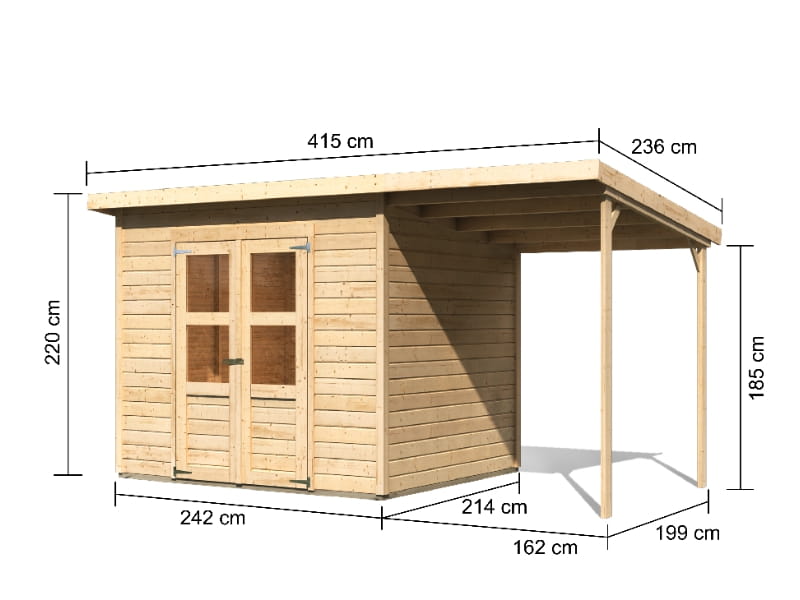 Karibu Gerätehaus Merseburg 5 SET mit Anbaudach