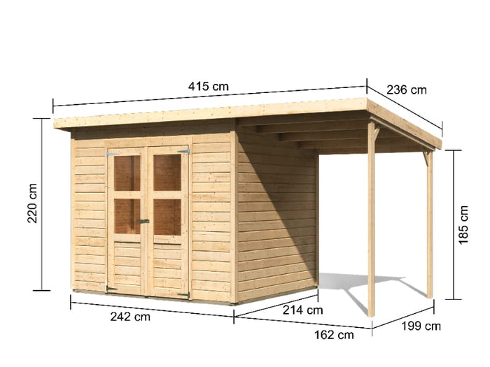 Karibu Gerätehaus Merseburg 5 SET mit Anbaudach