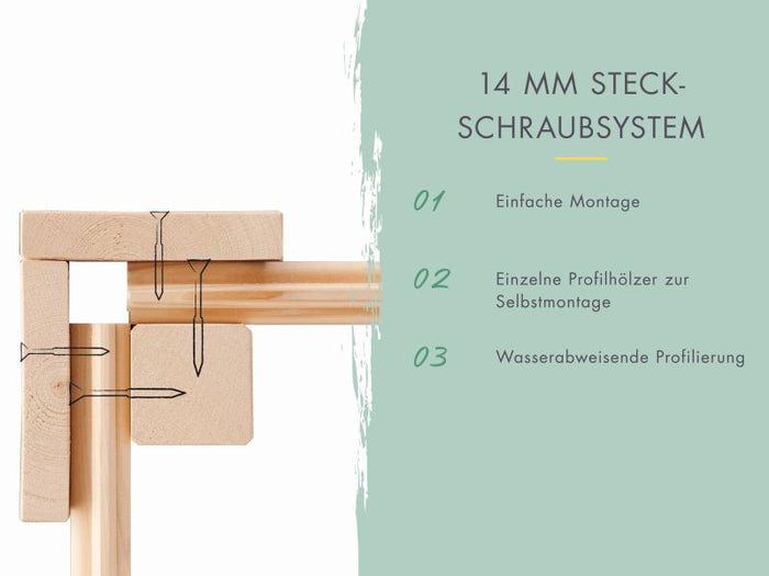 Karibu Gerätehaus Merseburg 5, vorvergraut, 14 mm