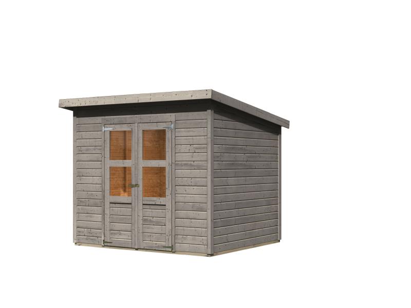 Karibu Gerätehaus Merseburg 5, vorvergraut, 14 mm