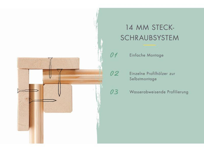 Karibu Gerätehaus Merseburg 6 ,vorvergraut, 14 mm